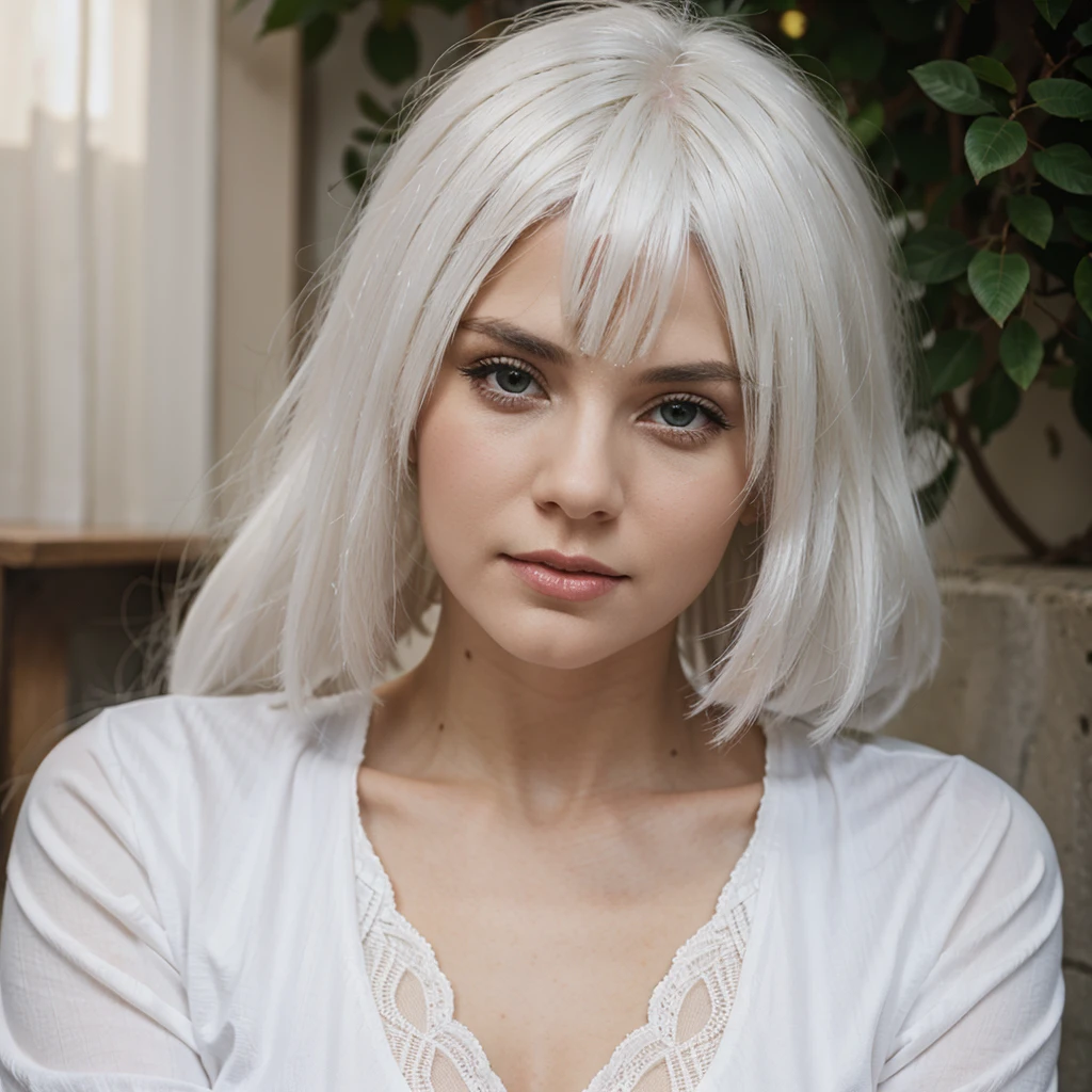 Woman with white hair