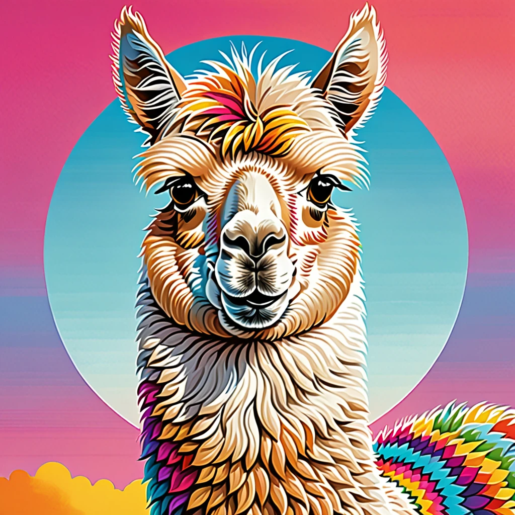 (best quality,highres,masterpiece:1.1),Ultra-Detail,Illustration, alpaca, bright colors,dreamy, comic-stil