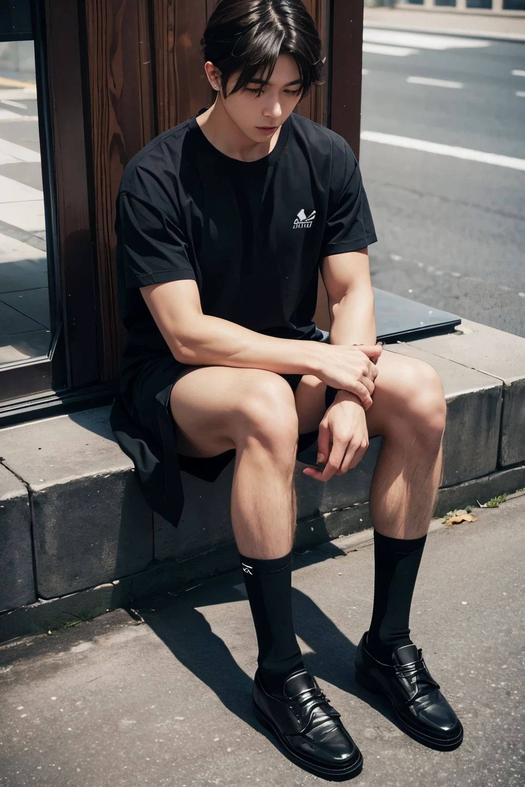 (((Best quality))),(((Ultra detailed))),(((Masterpiece))),(Cute tall Shota:3),The height of a volleyball player,solo person,(full bodyesbian:3),(Stay away from the lens:3),Expose your legs,(revealing the whole body:2),(Frontal heads-up view:1.2),malefocus,(looking at viewert),16 yaers old,(Tall:3),(Tall guy:2),Super tall,(Height 300 cm:2),Excellent body proportions,muscular physique,(1.The shoulders are 5 times wider:1.2),(Slender straight legs:2.5),Slender feet,small heads,musculous,The face of the animated male protagonist,(Very detailed beautiful face and eyes:2),(Big bright eyes:1.2),Sharp eyeliner,Clear and beautiful face,exhilarated,(having fun:2),short detailed hair,(Correct facial features),(tilts your head:1.5),(Men's basketball jersey:2),Long sport men's socks,(Muscle firming:2),Strong,(Wide shoulders and narrow waist:2.2),Detailed muscle texture,Highlights muscle structure,In the forest,(kneeling to sitting on the ground:4),(full length shoot),ultra-realistic realism, (Photorealistic detail), Incredible accuracy, lifelike textures, masterful technique, Jaw-dropping precision, artistic dedication,(anatomy correct),Good lighting,exquisite detailing,Best quality,stunning masterpiece,CG,(Colored screen)