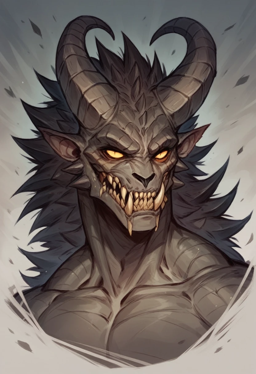 Black elephant, scary, big, long fangs, Red eyes, yellow fog, night, dark
