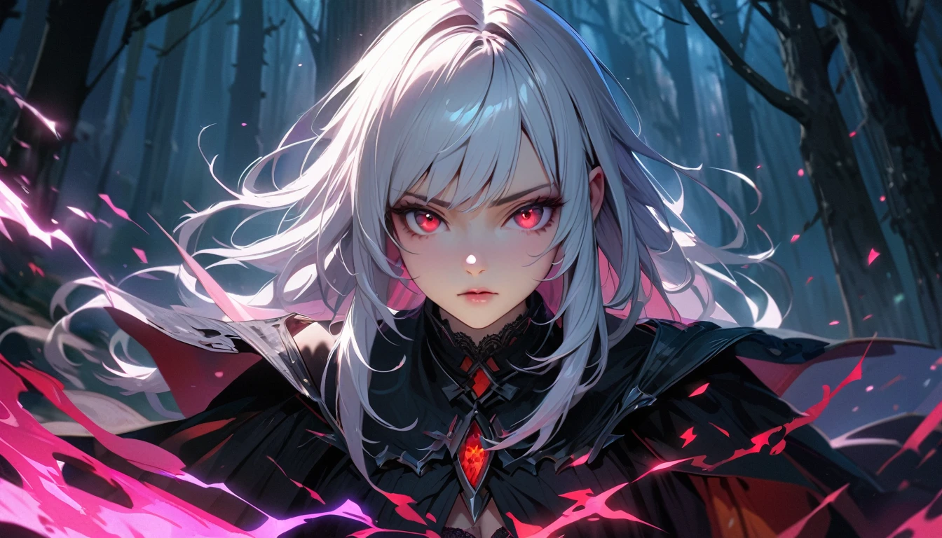 (1 Dевушка,magic circle,portrait,on the knees,, Beautiful Japanese anime style.，чрезвычайно Dетализированные глаза и лицо，sharp students，realistic student，in forests、Dлинные золотые волосы，ears of эльф，black lace panties，стройные беDра, varies multi etc. D.. --v 6 --s 1000 --c 20 --q 20 --хаос 100,(loose hair),(Dинамичная поза),(sharp focus),(bright colors),(Magic effects),(heroic),(epics),(emotional),(breathtaking),(main part:1.2) whole body.), (Anime Style), (Super Detailed), (brutal), (uhd, HDR), (8K), (High Resolution: 1.2), (Complex and Beautiful: 1.2), (Dramatic Lighting: 1.2) , (staring at the viewer), lora:add_detail:1, female necromancer, flowing white hair, detailed red eyes, skelet, Tomohiko Ito style