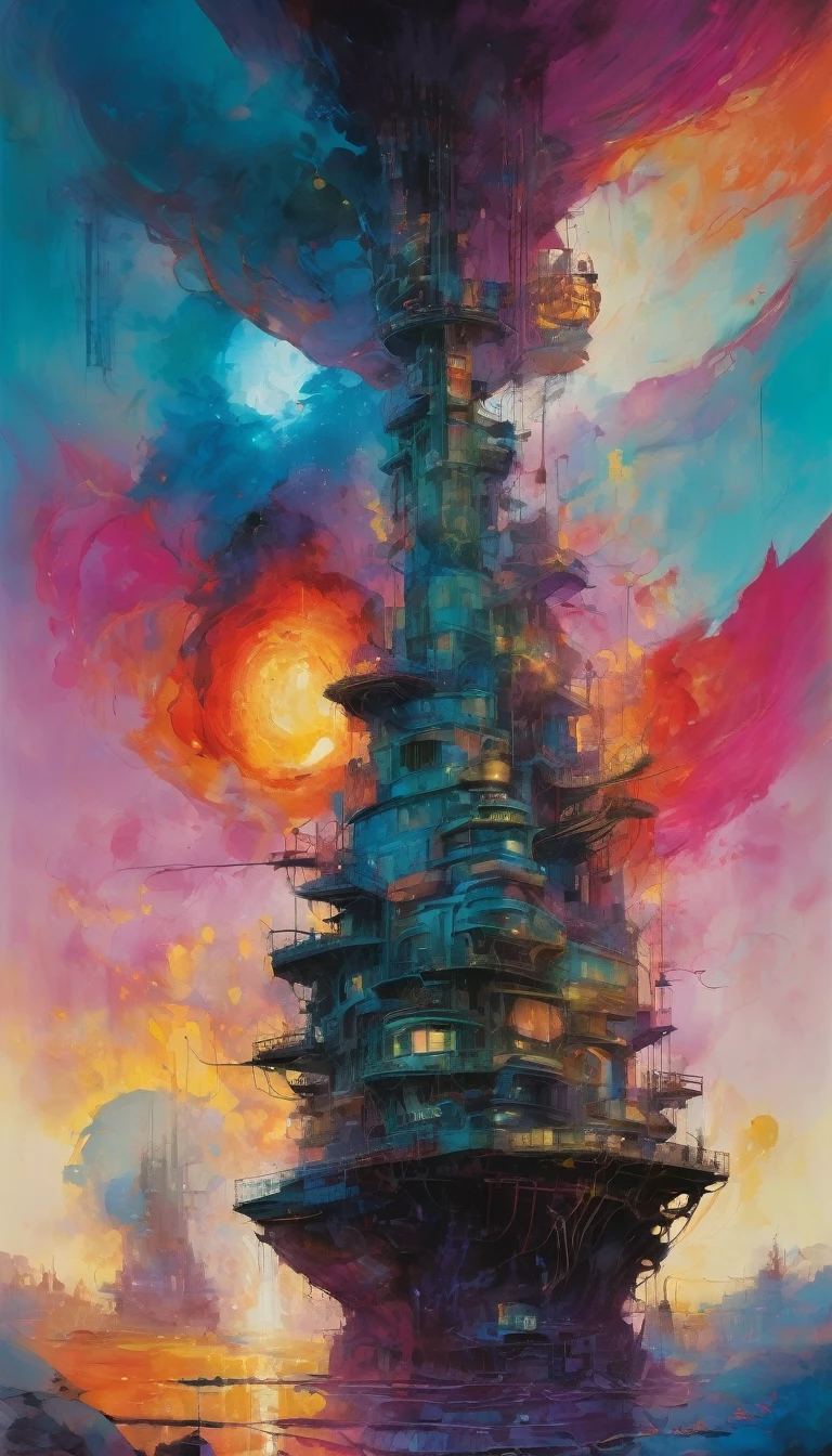 a highly detailed and intricate oil painting depicting an imaginative and surreal interpretation of the world, inspired by the distinctive artistic style of Bill Sienkiewicz, with vivid and striking colors, masterfully rendered textures and patterns, a sense of depth and dreamlike atmosphere, (best quality,4k,8k,highres,masterpiece:1.2),ultra-detailed,(realistic,photorealistic,photo-realistic:1.37),vibrant colors,dramatic lighting,surreal,psychedelic,abstract,organic shapes,complex compositions,chiaroscuro,Bill Sienkiewicz,oil painting