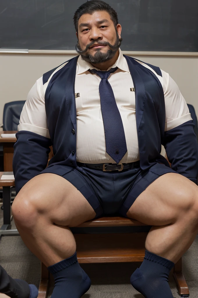 40 years old,Hidetoshi Nakata,(Kogoro Mori 1.3),whole body,Lean,muscle,office,Orange socks,Feet raised,On the table,Standing,Baldhead ,transparent,Thick body hair,underwear,Topless,Densely hairy,Fortitude,HD,With a mustache