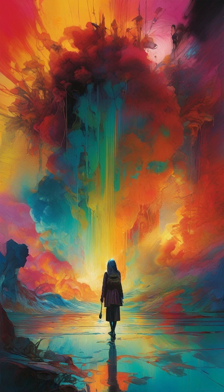 a highly detailed and intricate oil painting depicting an imaginative and surreal interpretation of the world, inspired by the distinctive artistic style of Bill Sienkiewicz, with vivid and striking colors, masterfully rendered textures and patterns, a sense of depth and dreamlike atmosphere, (best quality,4k,8k,highres,masterpiece:1.2),ultra-detailed,(realistic,photorealistic,photo-realistic:1.37),vibrant colors,dramatic lighting,surreal,psychedelic,abstract,organic shapes,complex compositions,chiaroscuro,Bill Sienkiewicz,oil painting