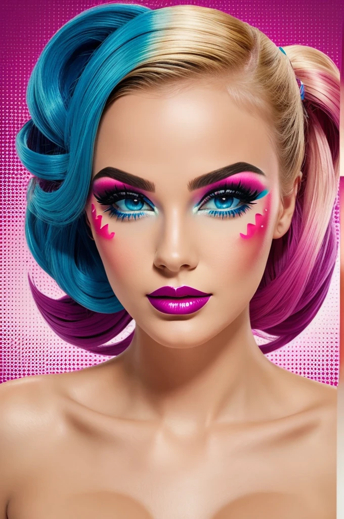 Make me a pop art girl with cosmetic design