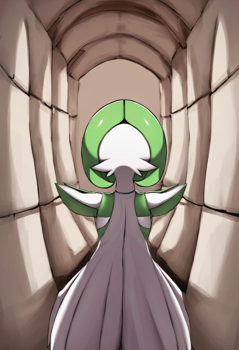 a narrow tunnel with walls full of gardevoir asses
