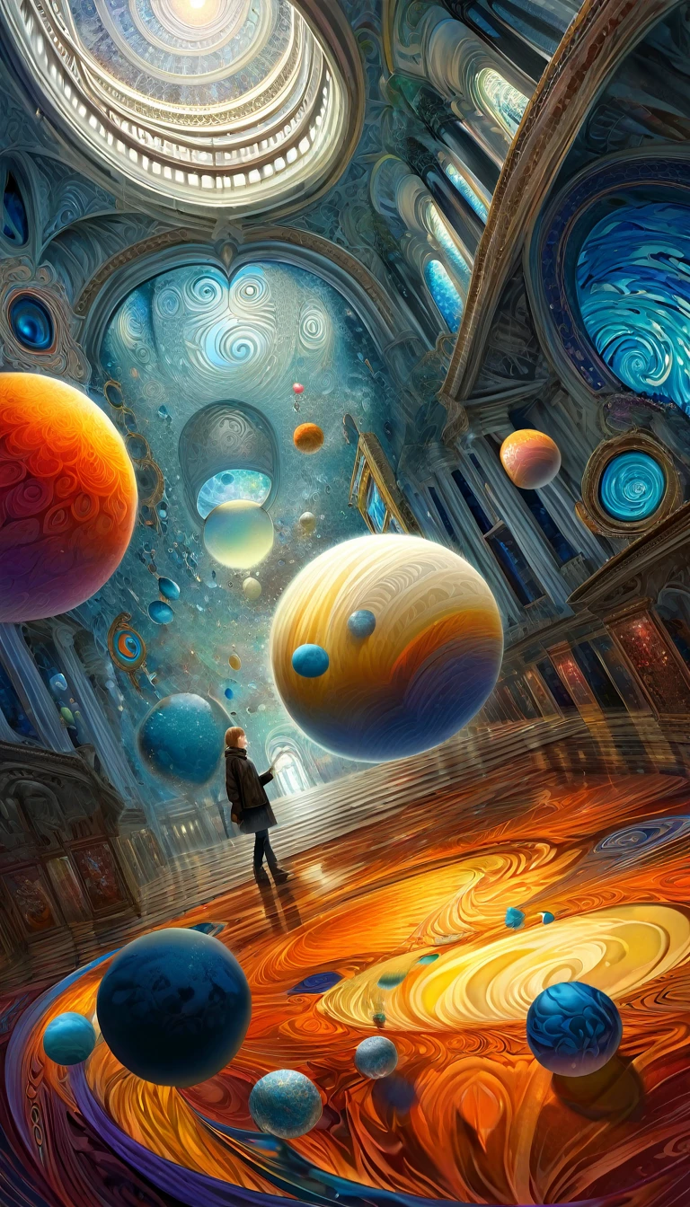 a highly detailed and intricate oil painting depicting an imaginative and surreal interpretation of the world, inspired by the distinctive artistic style of Bill Sienkiewicz, with vivid and striking colors, masterfully rendered textures and patterns, a sense of depth and dreamlike atmosphere, (best quality,4k,8k,highres,masterpiece:1.2),ultra-detailed,(realistic,photorealistic,photo-realistic:1.37),vibrant colors,dramatic lighting,surreal,psychedelic,abstract,organic shapes,complex compositions,chiaroscuro,Bill Sienkiewicz,oil painting
