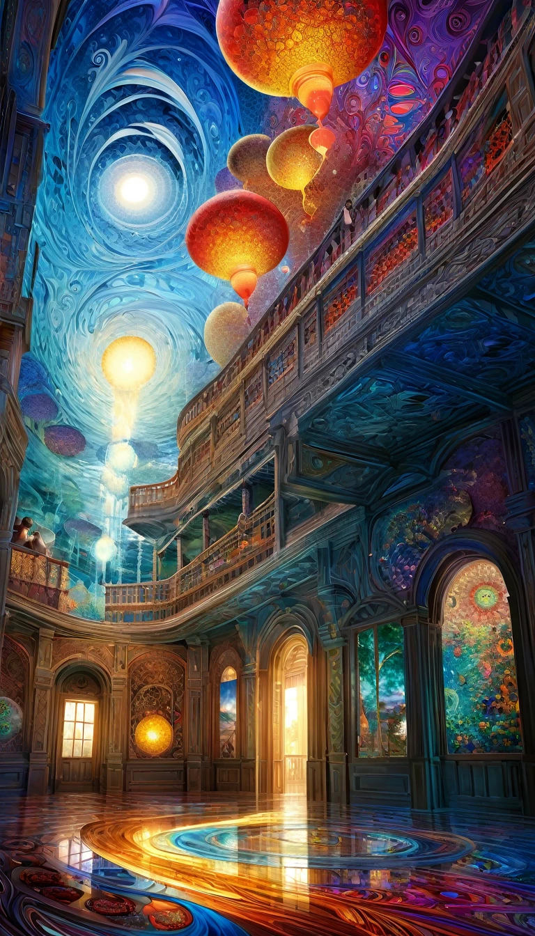 a highly detailed and intricate oil painting depicting an imaginative and surreal interpretation of the world, inspired by the distinctive artistic style of Bill Sienkiewicz, with vivid and striking colors, masterfully rendered textures and patterns, a sense of depth and dreamlike atmosphere, (best quality,4k,8k,highres,masterpiece:1.2),ultra-detailed,(realistic,photorealistic,photo-realistic:1.37),vibrant colors,dramatic lighting,surreal,psychedelic,abstract,organic shapes,complex compositions,chiaroscuro,Bill Sienkiewicz,oil painting
