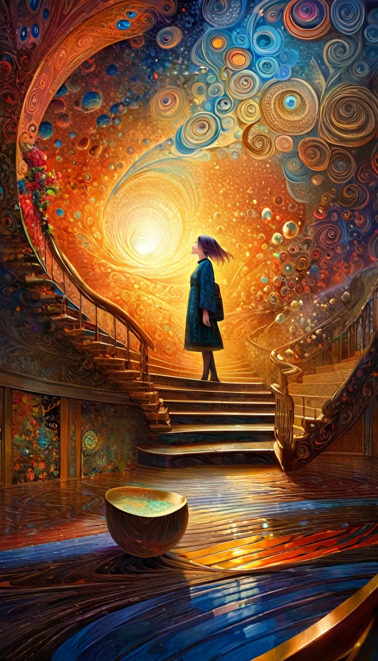 a highly detailed and intricate oil painting depicting an imaginative and surreal interpretation of the world, inspired by the distinctive artistic style of Bill Sienkiewicz, with vivid and striking colors, masterfully rendered textures and patterns, a sense of depth and dreamlike atmosphere, (best quality,4k,8k,highres,masterpiece:1.2),ultra-detailed,(realistic,photorealistic,photo-realistic:1.37),vibrant colors,dramatic lighting,surreal,psychedelic,abstract,organic shapes,complex compositions,chiaroscuro,Bill Sienkiewicz,oil painting