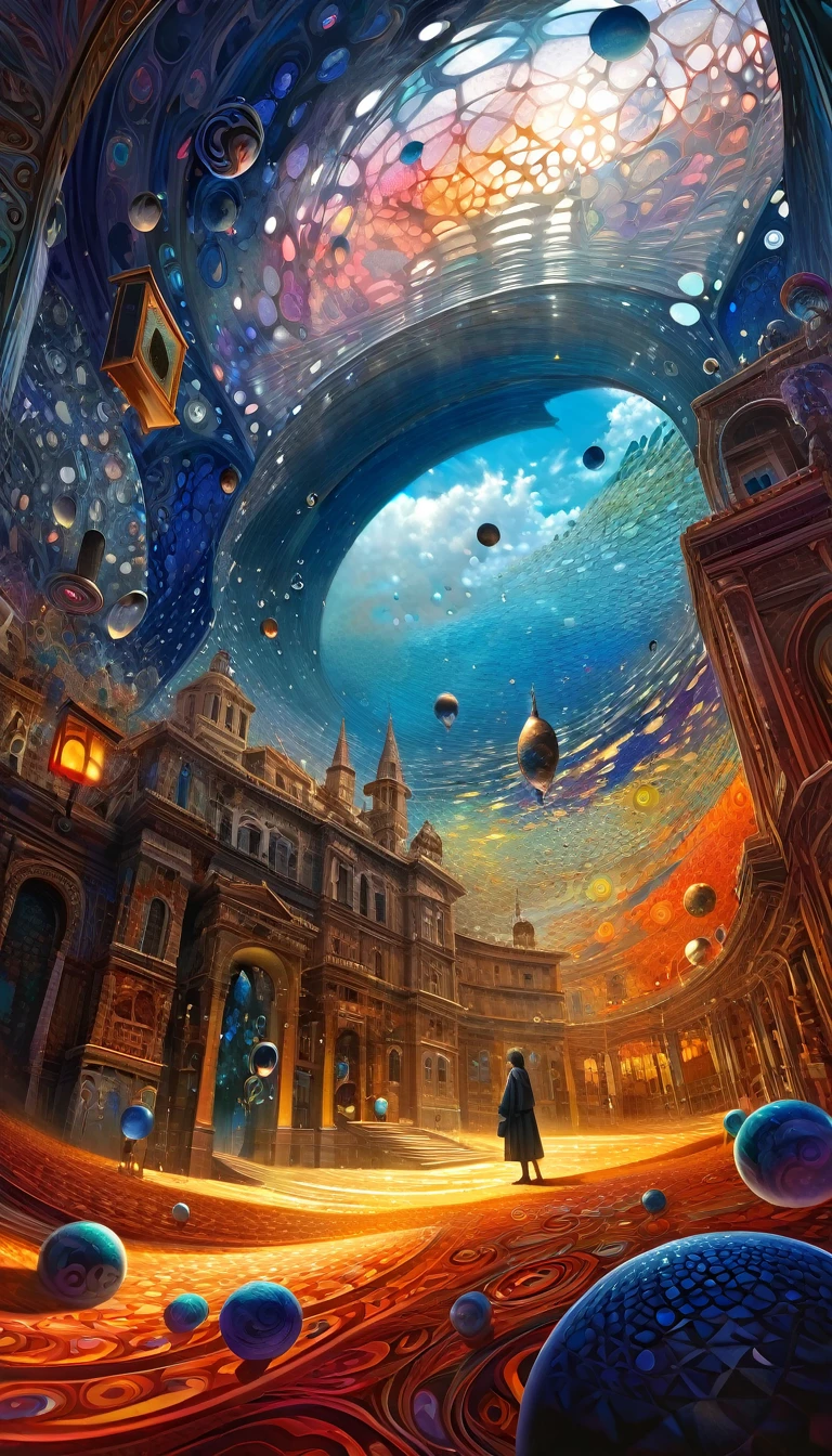 a highly detailed and intricate oil painting depicting an imaginative and surreal interpretation of the world, inspired by the distinctive artistic style of Bill Sienkiewicz, with vivid and striking colors, masterfully rendered textures and patterns, a sense of depth and dreamlike atmosphere, (best quality,4k,8k,highres,masterpiece:1.2),ultra-detailed,(realistic,photorealistic,photo-realistic:1.37),vibrant colors,dramatic lighting,surreal,psychedelic,abstract,organic shapes,complex compositions,chiaroscuro,Bill Sienkiewicz,oil painting
