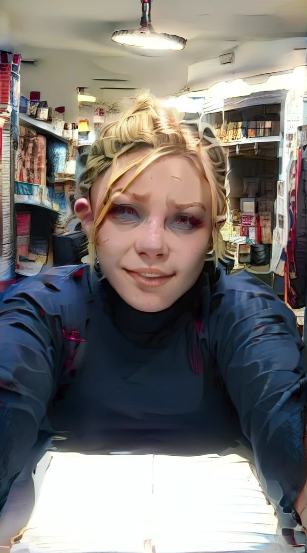 upskirt naked, no_panties, 1girl, solo, , leering naughty(dark blonde hair with Red streaks and a blowout hairstyle), In location: (vatican city:0.8), score_9, score_8_up, score_7_up, score_6_up, rating_explicit, Grimgrim, anime