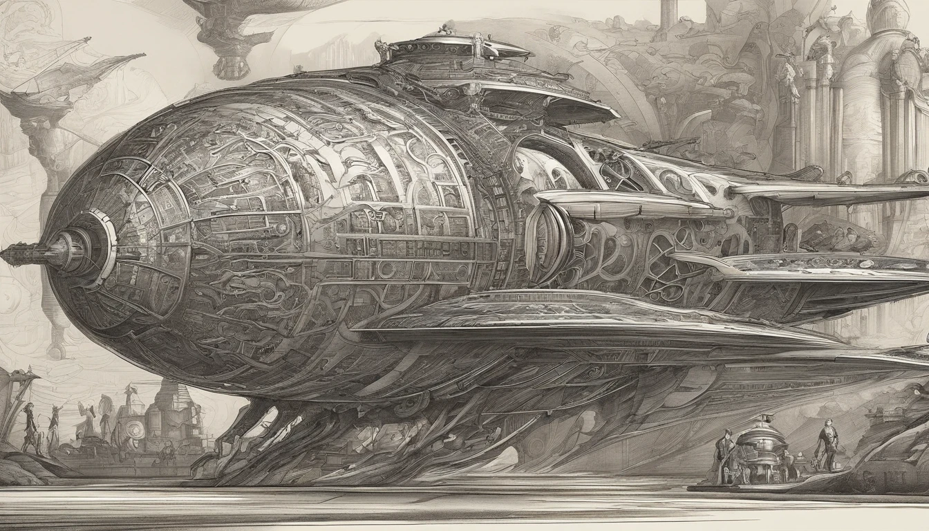 In this awe-inspiring blend of steampunk-inspired and futuristic elements, a unique starship takes center stage, designed by the genius imaginations of Mary Shelley & Tim Burton, & Ridley Scott. The starship is an amalgamation of iconic vehicles from different eras, including a 1980 Lamborghini, a 1960s Shelby Mustang, and a 1974 Winnebago. The ship's journey through the vast expanse near a Saturn-Earth-esque planet is brought to life in stunning 750k UHD.The intricate motherboard forms the backbone of the vessel, culminating in an imposing, frightful, & creepy Bengal Tiger's head is carved into the front. The ship's powerful artillery is visible in the background, while blue crystal diamond bat ear nacelles adorn the rear. This captivating artwork seamlessly blends Gothic elements and futuristic starship designs., illustration, fashion, anime, vibrant, graffiti, photo, architecture, painting, portrait photography, conceptual art, 3d render, poster, cinematic, wildlife photography, typography, ukiyo-e, dark fantasy, product.