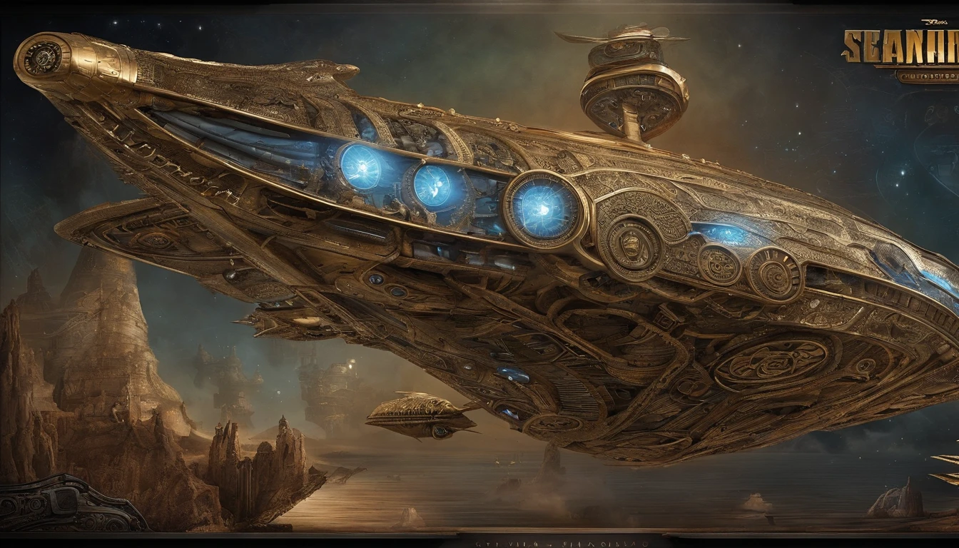 In this awe-inspiring blend of steampunk-inspired and futuristic elements, a unique starship takes center stage, designed by the genius imaginations of Mary Shelley & Tim Burton, & Ridley Scott. The starship is an amalgamation of iconic vehicles from different eras, including a 1980 Lamborghini, a 1960s Shelby Mustang, and a 1974 Winnebago. The ship's journey through the vast expanse near a Saturn-Earth-esque planet is brought to life in stunning 750k UHD.The intricate motherboard forms the backbone of the vessel, culminating in an imposing, frightful, & creepy Bengal Tiger's head is carved into the front. The ship's powerful artillery is visible in the background, while blue crystal diamond bat ear nacelles adorn the rear. This captivating artwork seamlessly blends Gothic elements and futuristic starship designs., illustration, fashion, anime, vibrant, graffiti, photo, architecture, painting, portrait photography, conceptual art, 3d render, poster, cinematic, wildlife photography, typography, ukiyo-e, dark fantasy, product.