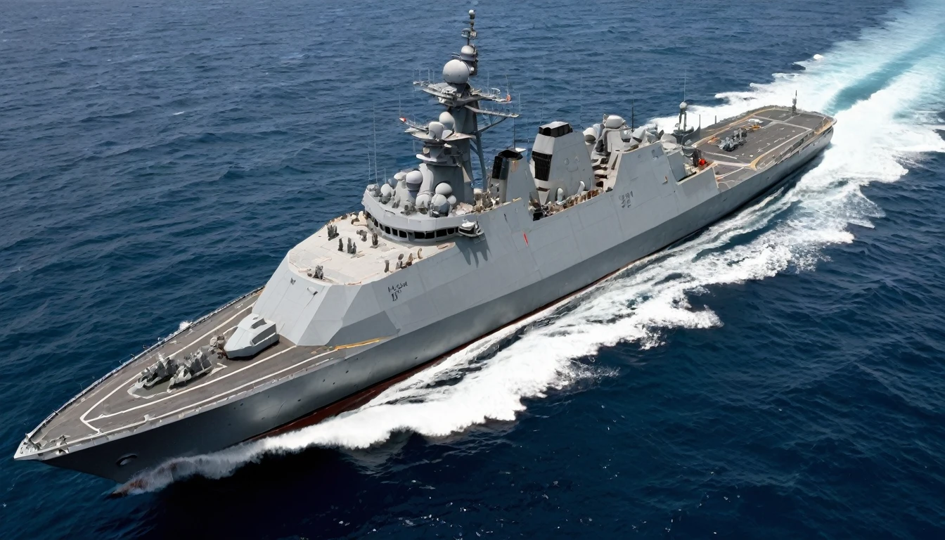 Marine Marchande Commander
Manufacture: 1993
Type: Commander-class cruiser
Main Function: Naval defense and surface combat.

Design

Exterior:

Style: Modern and aggressive, focused on surface combat.
Body: Reinforced structure for navigation in frozen waters.
Color: Black, for operation in low visibility environments.
Armaments: Equipped with long-range missiles, automatic cannons and air defense systems.
Inside:

Command Deck: State-of-the-art navigation and combat system.
Accommodations: Comfortable and functional, designed for extended missions.
Tactical Command Center: Equipped with advanced technology for planning and executing operations.
Performance:

Propulsion: High-power diesel engines, optimized for efficiency and speed.
Speed: High, allowing quick maneuvers and efficient response in combat.
Autonomy: Long operational range, ideal for patrol and combat missions in distant waters.
Context and Use: Commander-class cruisers are pillars of the Marine Marchande's naval force, designed for defense and naval superiority. Their versatility and firepower make them essential in combat and patrol operations, especially in frozen water regions.
