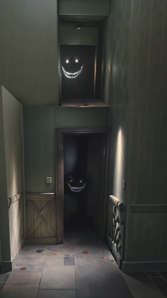 mouth, dark doorway, soft lighting, intricate architectural details, detailed background, photorealistic, award-winning digital painting, cinematic, highly detailed, 8k, masterpiece