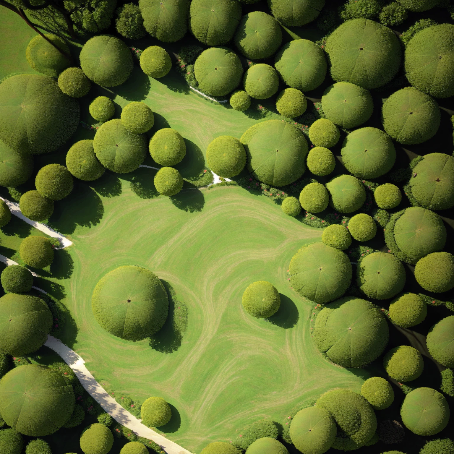 (((Overlooking))),(((Looking down from above))),Ground Map,soil,A small path,Stones are randomly scattered,Surrounded by lawns