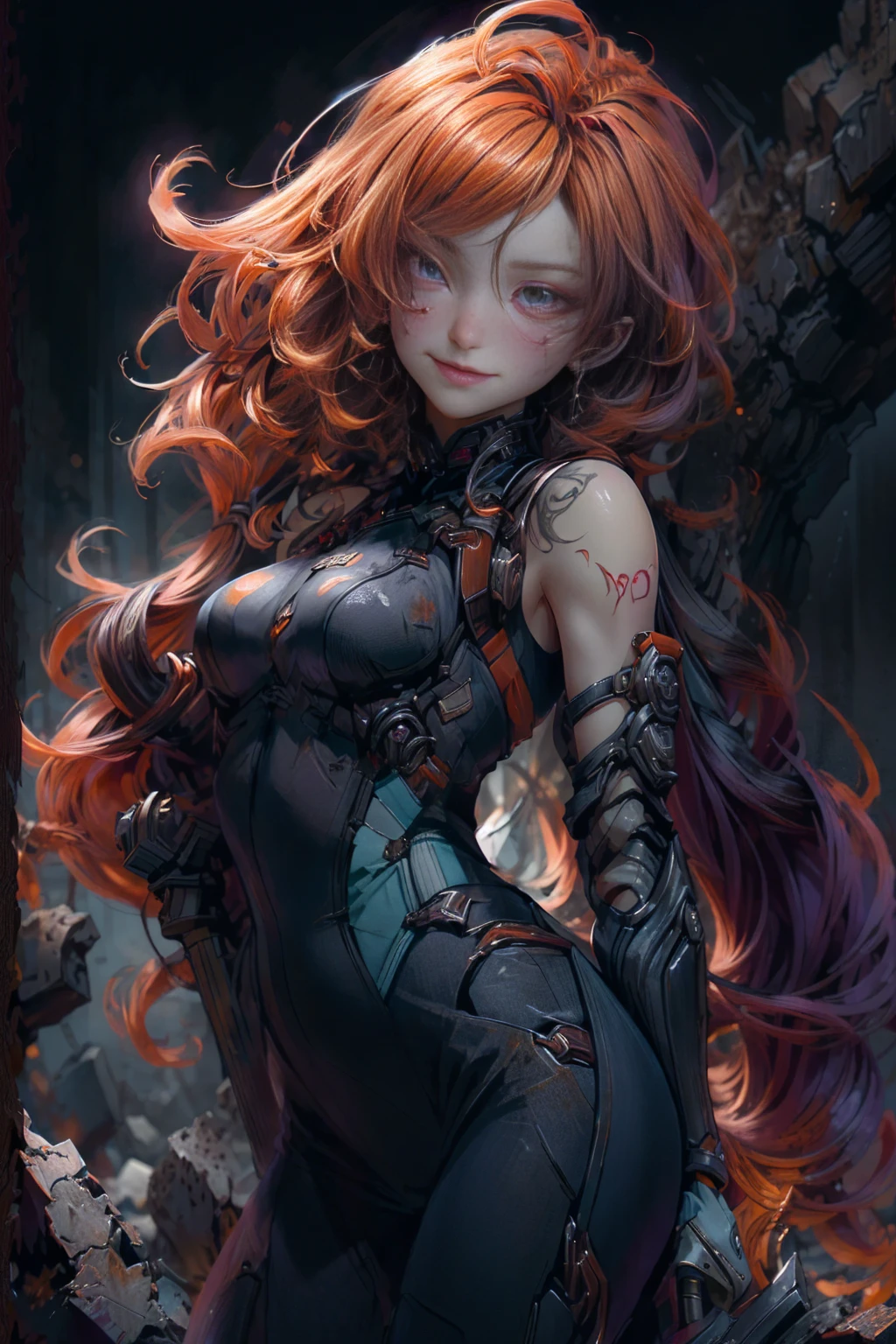 ((plano general, body completo:1.4)), pay attention beautiful woman wearing a cheongsam:1.5 colores aOrangedo, vegetables, yellows ,Beautiful ornaments , The eyes, dark and torn, ((only 1 dark and malevolent woman from the underworld evil smile, squinted eyes:1.3)), body,hermoso body musculoso, fierce expression, holding a gun, (colors in your clothes, warm, Orange, yellow, violet: 1.3), standing in a desolate field, dramatic lighting, intense shadows, sandy texture , High contrast, vibrant colors, dynamic pose, powerful posture, rough background, explosive atmosphere, dystopian theme, surreal elements, digitally painted illustration, high definition resolution, intricate details, dramatic composition, avant-garde and chaotic brushstrokes, Gothic style, intense emotions, Scale epic, raw and gritty feeling, Captivating and provocative works of art...