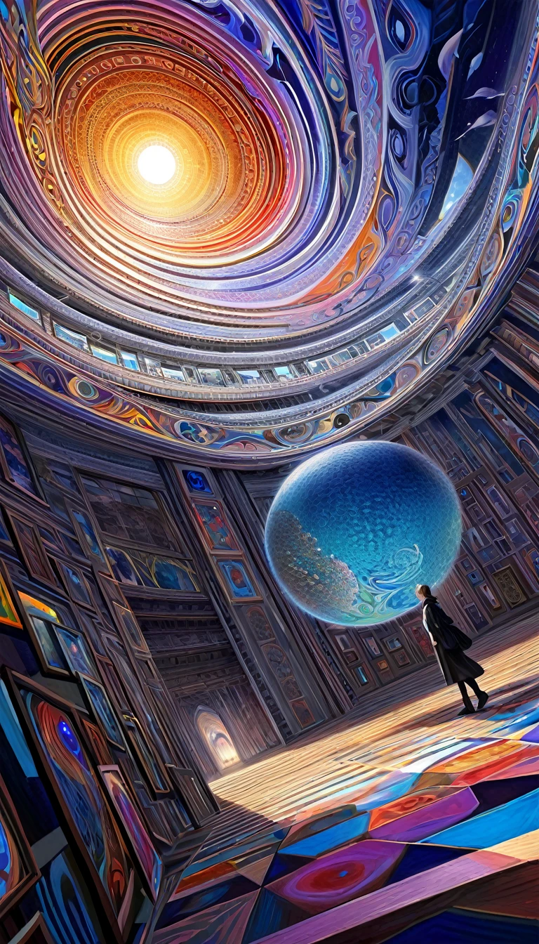 a highly detailed and intricate oil painting depicting an imaginative and surreal interpretation of the world, inspired by the distinctive artistic style of Bill Sienkiewicz, with vivid and striking colors, masterfully rendered textures and patterns, a sense of depth and dreamlike atmosphere, (best quality,4k,8k,highres,masterpiece:1.2),ultra-detailed,(realistic,photorealistic,photo-realistic:1.37),vibrant colors,dramatic lighting,surreal,psychedelic,abstract,organic shapes,complex compositions,chiaroscuro,Bill Sienkiewicz,oil painting