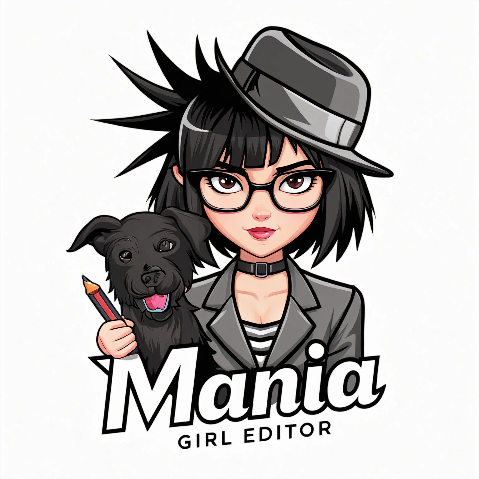 a close-up of a cartoon character with a heart in the background, concept art called Arroz Tia Ila, tumblr, graffiti, logo, logo, tifa, tula, irelia, logo”, , corporate logo, illustrated logo, logo tem”, Aunt Ila rice, company logo, company logo, zenra taliyah, logo design
