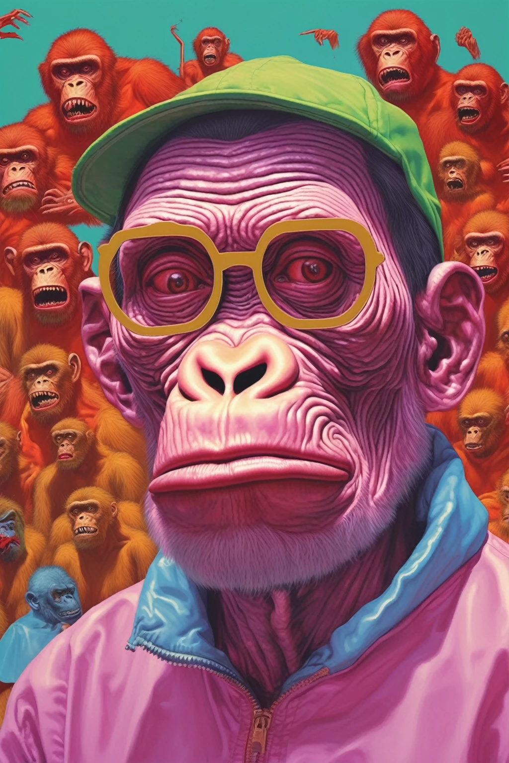 <lora:Alex Gross Style:1>Alex Gross Style - Yue Minjun tyler the creator fear and loathingdazed magazine style