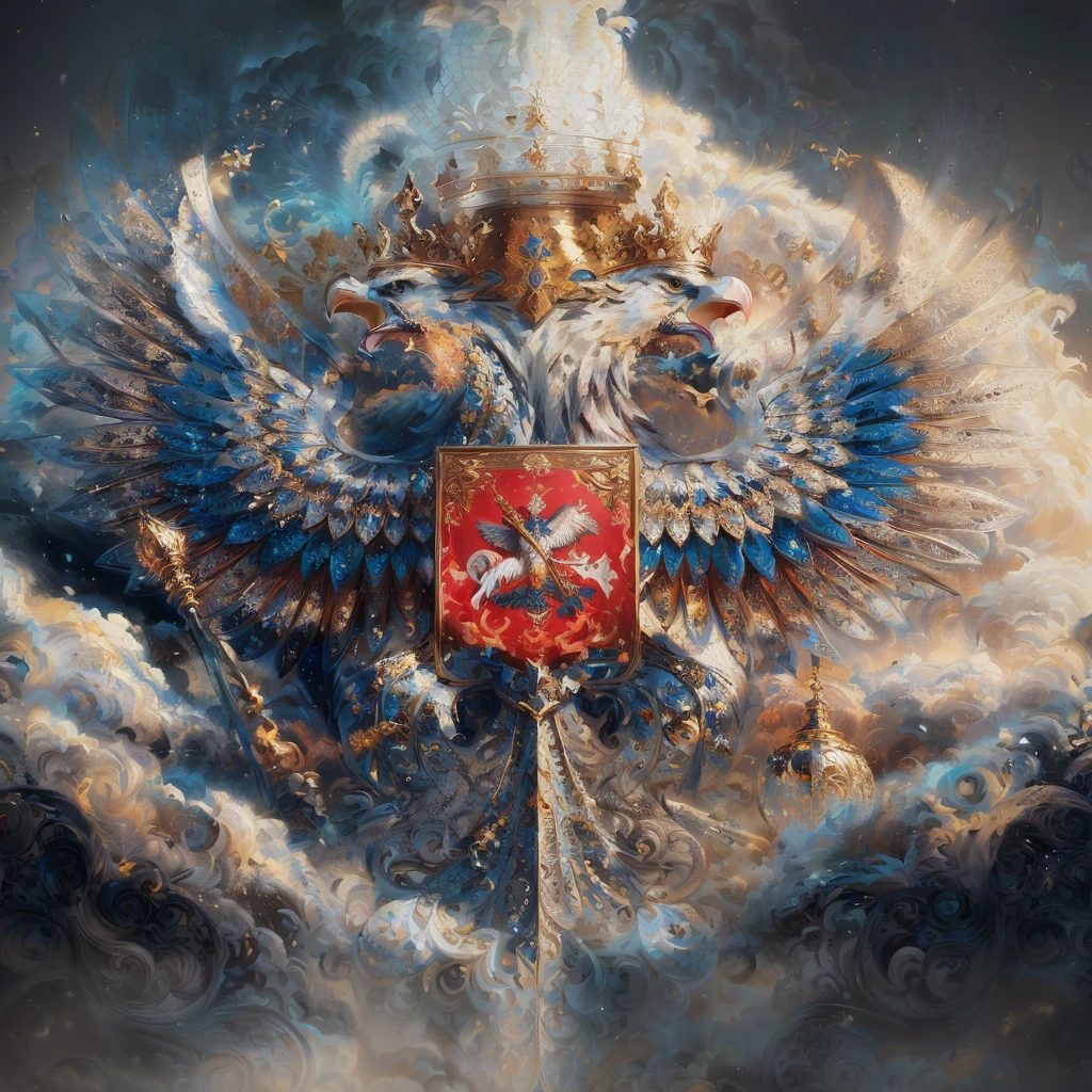 there is a painting of a large eagle with a crown., imperial russia, Highly detailed 4K digital art, by Pavel Fedotov, by Nikita Veprikov, The Great Emperor of the Russian Empire, Detailed 4K digital art, high detailed Official work of art, Official work of art, by Alexey Venetsianov, Slavic!!!, Sergey Zabelin