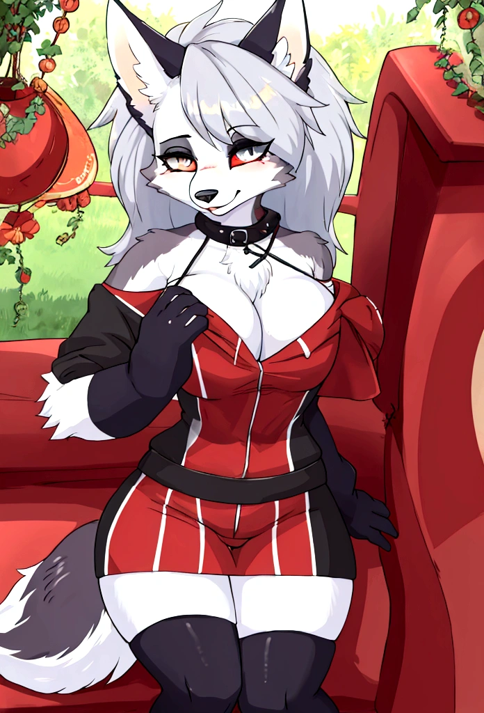 Furry female wolf winking at the camera 