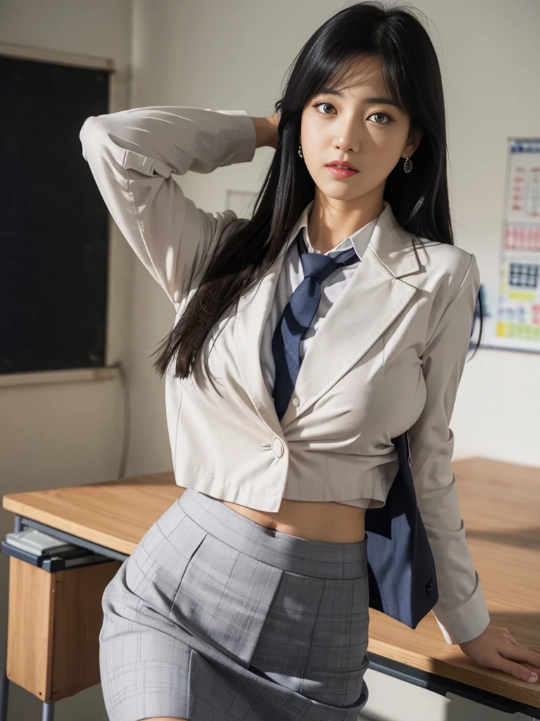 best quality, masterpiece, realistic photo, intricate details, raw photo, ultra detailed, Asian, 1 girl , solo , blazers , (sleeping on working desk) , (upskirt, no panties , opened skirt), bed, realistic skin, exhausted girl ,sweaty ,