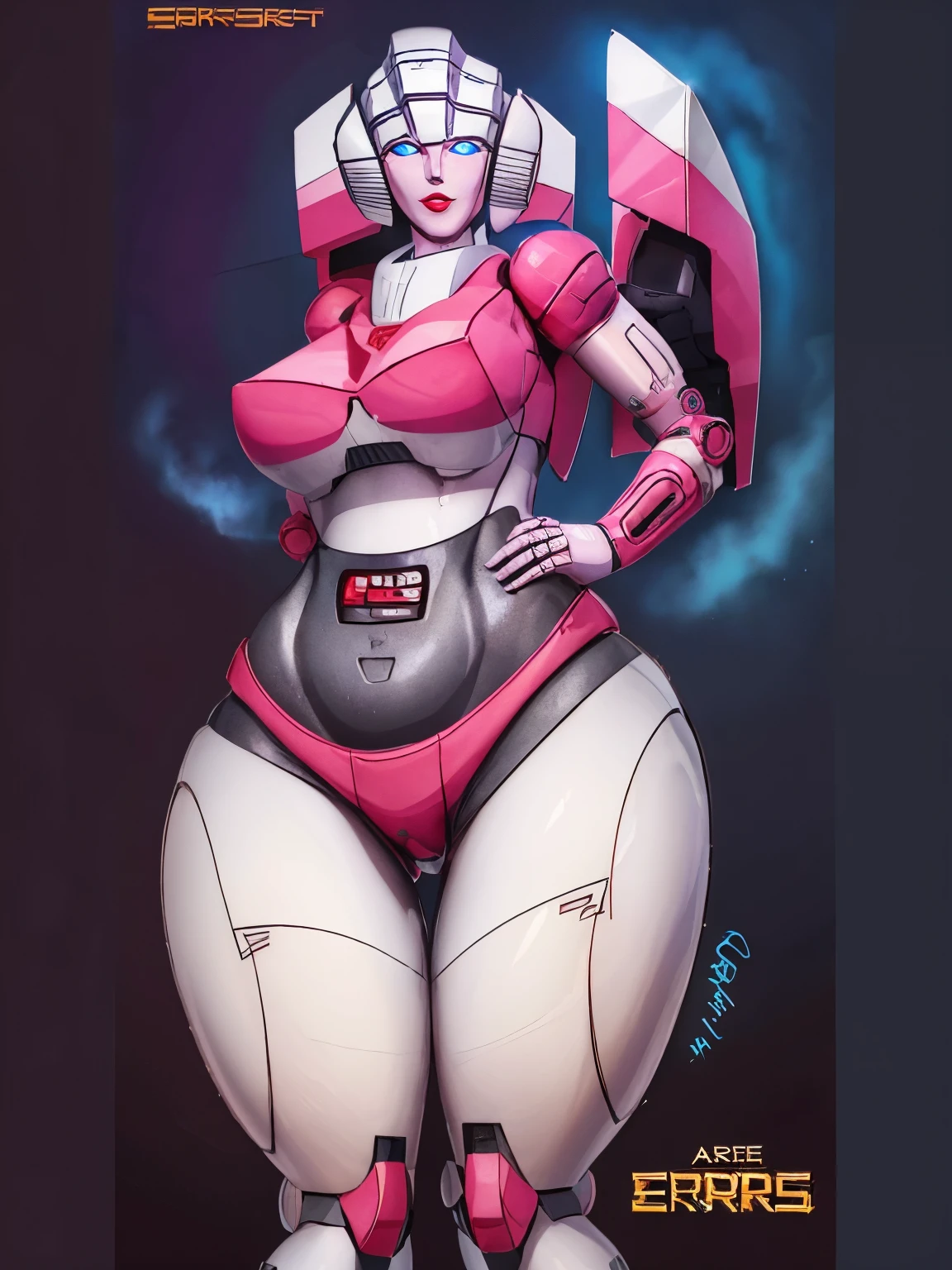 transformers, arcee g1, arcee, robot, mecha, no_humans, autobot, glowing eyes, breasts, parted lips, big ass, thick thighs, wide hips,