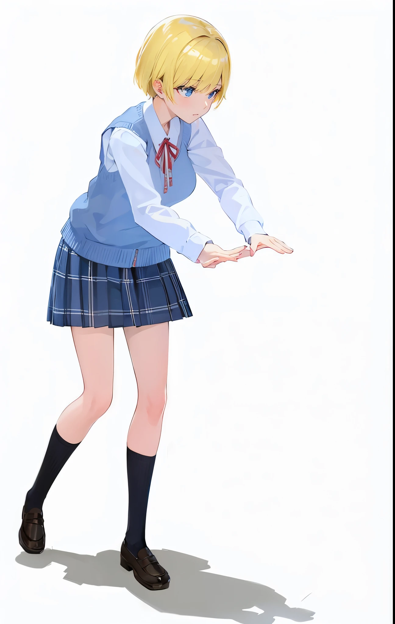 Highest quality、Anime painting、Clarify the lines、Wrinkles in clothes、Skin shading、loafers、The depiction of the hands is accurate、uniform