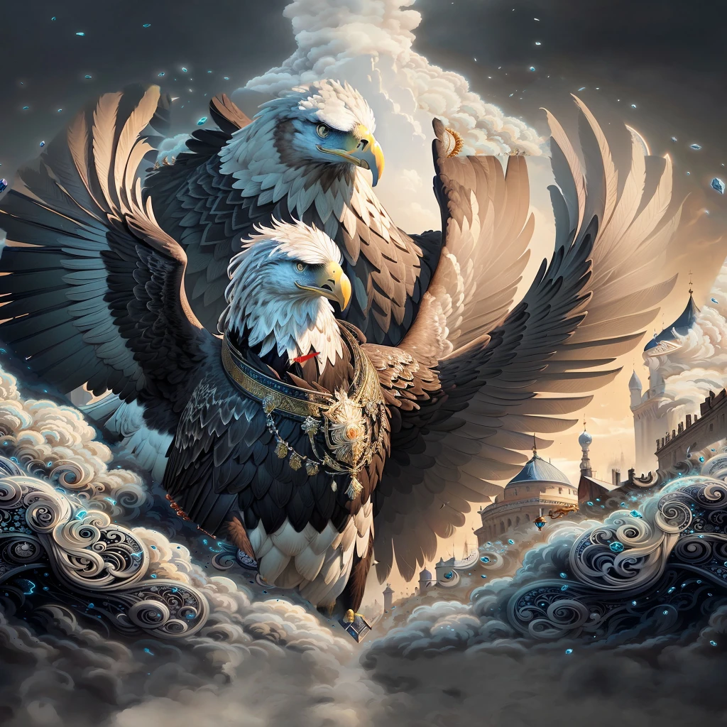 there is a painting of a large eagle with a crown., imperial russia, Highly detailed 4K digital art, by Pavel Fedotov, by Nikita Veprikov, The Great Emperor of the Russian Empire, Detailed 4K digital art, high detailed Official work of art, Official work of art, by Alexey Venetsianov, Slavic!!!, Sergey Zabelin