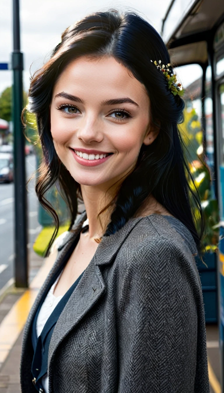 a beautiful girl with long black hair, detailed portrait, detailed face, detailed eyes, detailed lips, intricate hairstyle, elegant expression, white dress, outdoor garden setting, natural sunlight, high quality, photorealistic, cinematic lighting, detailed textures, vibrant colors, award winning digital art