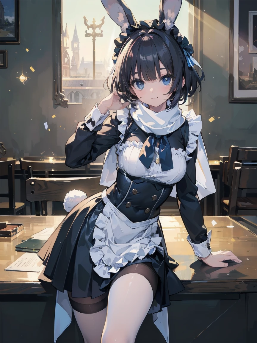 (A super high quality creation by the Creator God: 1.4), (Absolute Resolution: 1.4), (A masterpiece from the curatorial god: 1.4), Surrealist works, (complicated, Realistic materials with attention to detail, Textures and Lights: 1.3), (Perfect Anatomy: 1.2),
break
((Tabletop, Pixel perfect, 8K wallpaper)), 1 girl, single, Embarrassed expression, Shy look,tall,There are rabbits,Clasp your hands in front of you, alone, Reincarnation of Aphrodite, the goddess of beauty, Unparalleled beauty, Narrow waist, Firm Oblique Muscles, Great looks, The highest-ranking family in the hierarchy, bonnet (clothing), scarf, ultra-luxury woolen Long sleeve bodice and skirt dress, Rabbit on head,Overskirt, apron, Long sleeve bodice,From above, A jacket that looks like a sleeveless jacket, Black luxury leather loafers, Frills, race, ribbon,It has a rabbit tail、Bunny ears、赤い目
break
(Hair growing out of one eye), (Scattered sunlight: 1.2), A fantastic light source like particles, Blurred Background, (Depth of written boundary: 1.5), Tilt your head, From behind , Looking at the audience, Recall, Flexible body, From above見上げる, (Depth of written boundary: 1.4), Looking at the audience, (Cute Smile),
break
Scenery of the Cathedral of Our Lady, A famous cathedral, ultra high density skin, (,, Open your thighs from side to side: 1.2, Absolute area: 1.3),
break
, Highly detailed skin, (Best lighting by famous artists: 1.2), 8K, (Masterful instructors provide instruction on attractive poses: 1.4), Cute illustrations.
break