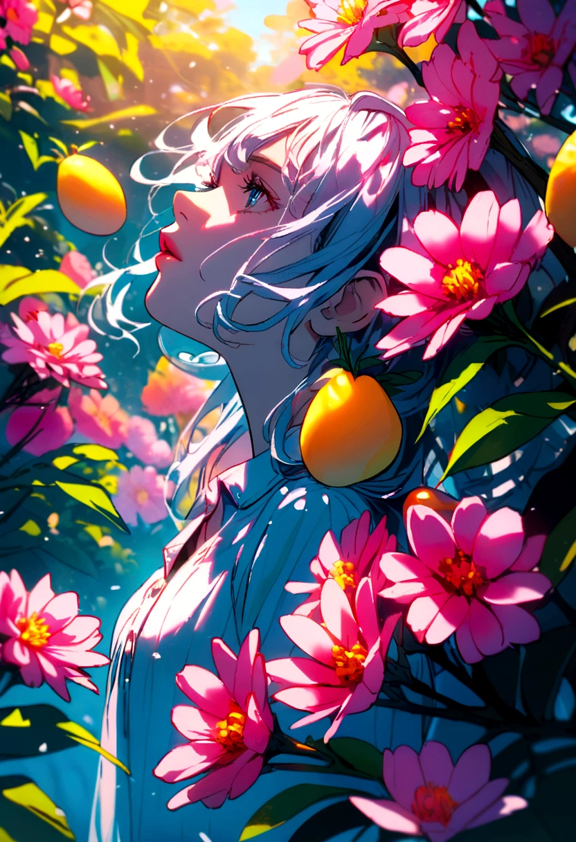 Mango and pink flower