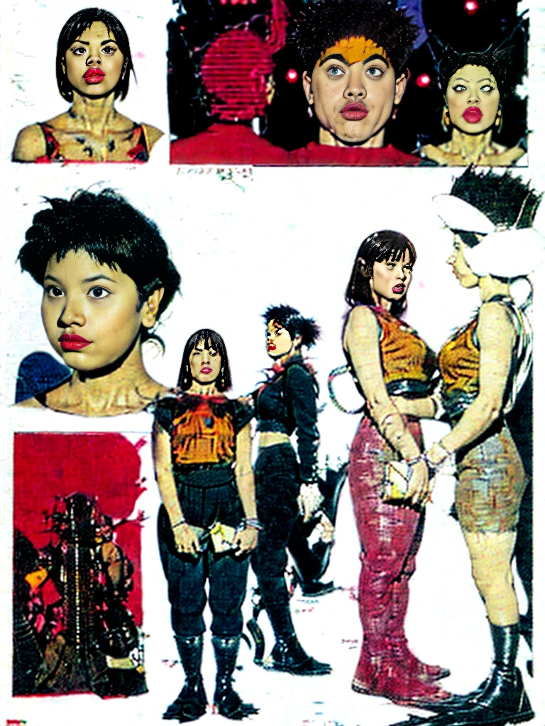 Detailed character sheet, Front view, Side view, Diagonal view, with a white returnground, show women, 30 years old, with short dark brown hair combed return, Wearing light pastelgoth clothing, Wearing tight leggings. The seat includes different angles, Front etc., return, and Side views, Model sheets and reference sheets, Full-body painting. Proportions are based on a 7.5 head scale.
