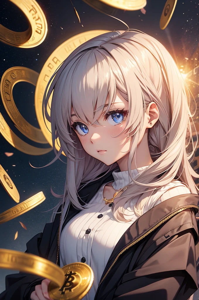 Bitcoin coin, anime girl