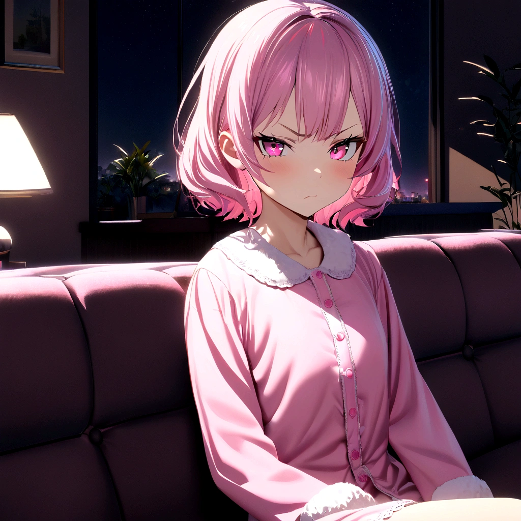 Pink Hair Woman、Hostility、Glare、Parent's enemy、Bared teeth