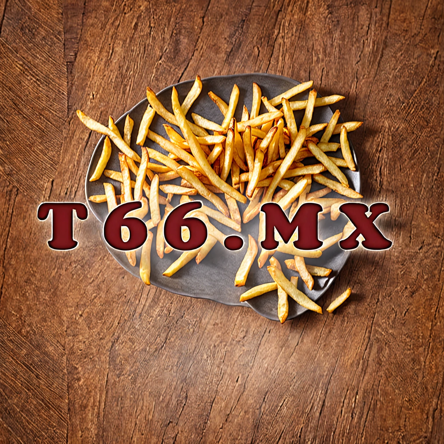 top-dowon view of a plate of freshly fried french fries, on a table