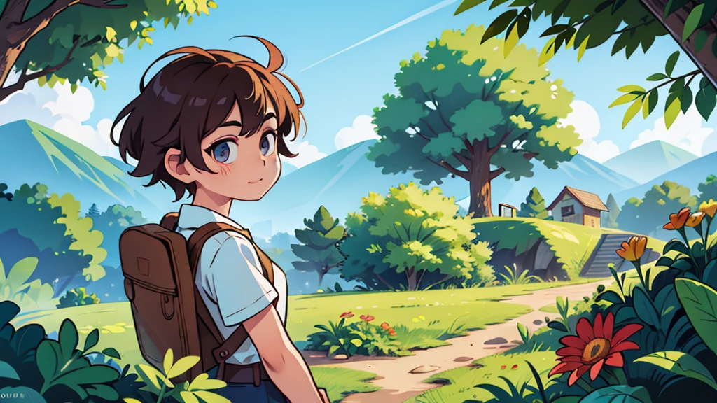 there is a district, some plants, bright sunny