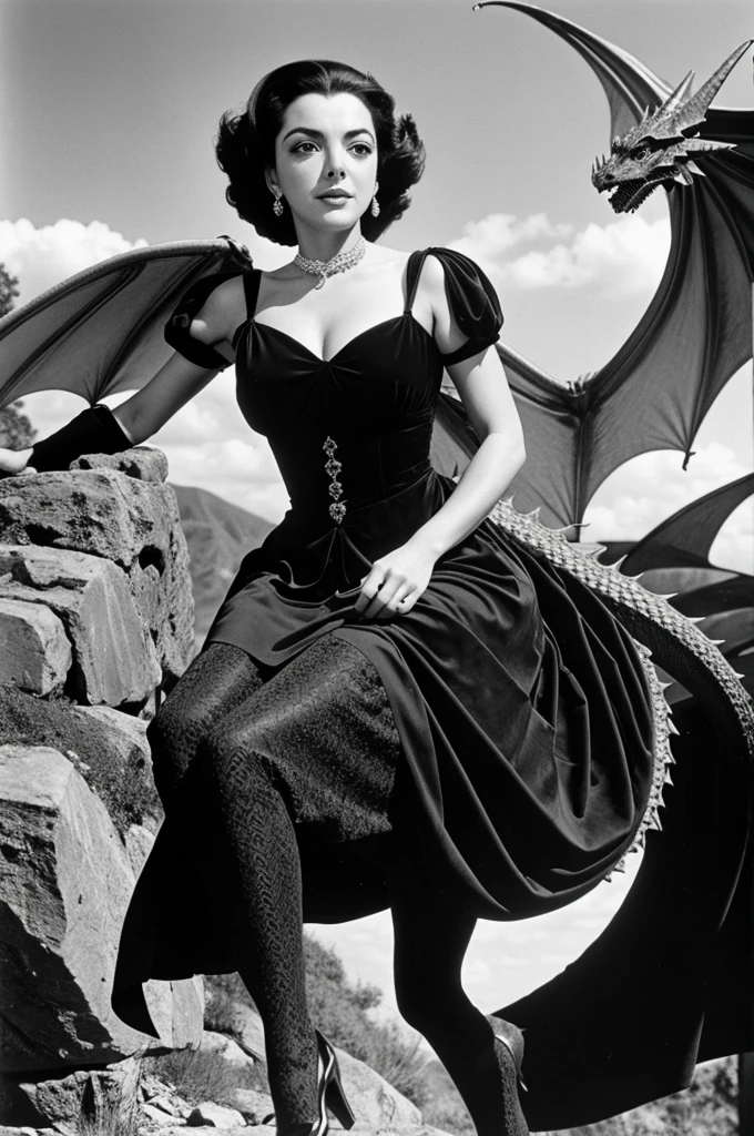 María Félix riding a dragon