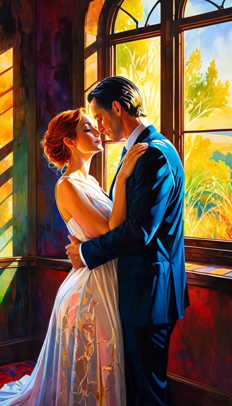 A man and woman from the Moulin Rouge in the style of Lautrec, hyperrealistic, showing no hands -upscale --auto --s2