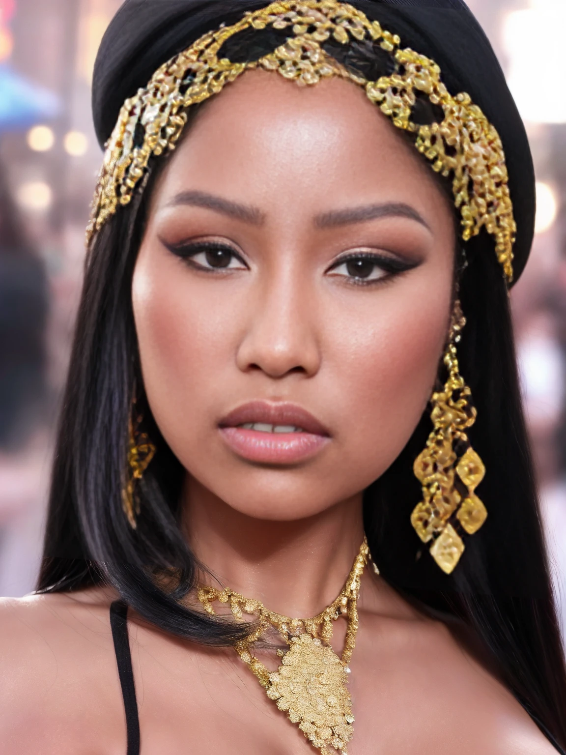 ((THE GIRL IS NICKI MINAJ 1.5)), ((NSFW 1.3, PORN 1.3, NAKED 1.3, EXPOSED VAGINA 1.2, EXPOSED BREASTS 1.2)), ((Nicki Minaj is a famous rapper 1.2, wearing lots of bling 1.2 1.2, wearing lots of jewelry 1.2, holding lots of dollar bills 1.2, wearing gold chain necklace 1.2, wearing a designer cap full of jewels 1.2)), ((FULL BODY SHOT 1.3)), ((20 year old girl 1.2, naughty seductive smile 1.2)), ((beautiful light brown woman 1.2, short shoulder length hair 1.2, short and curvy girl 1.2, very curvy body 1.2, voluptuous 1.2)), ((big breasts 1.2, very wide hips 1.2, curvy figure 1.2, extremely alluring figure 1.2)), ((perfect cleavage 1.2, perfect ass 1.2, perfect feminine body 1.2, perfect curvy proportions 1.2)), (masterpiece, best quality:1.2), 1girl, solo, (best quality,4k,8k,high resolution,masterpiece:1.2), realistic (1.37) girl, ((hyper realistic 1.2)), ((highly detailed face 1.2, Detailed facial features 1.2)), ((showing her ass to the viewer 1.2, dynamic action pose 1.2))), ((club 1.2, dance floor in a night club 1.2, disco lights 1.2, surrounded by dancing people 1.2))
