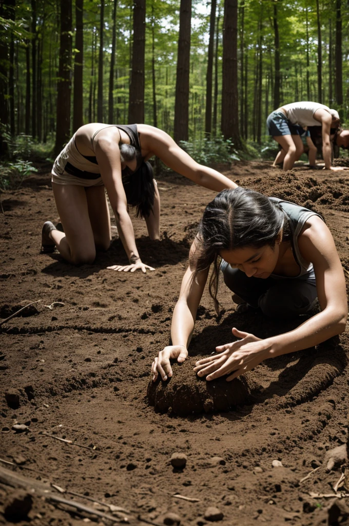 In this performance, Earth is used to symbolize roots and connection to the natural environment. The artist or participants cover their bodies with dirt and perform slow, considered movements