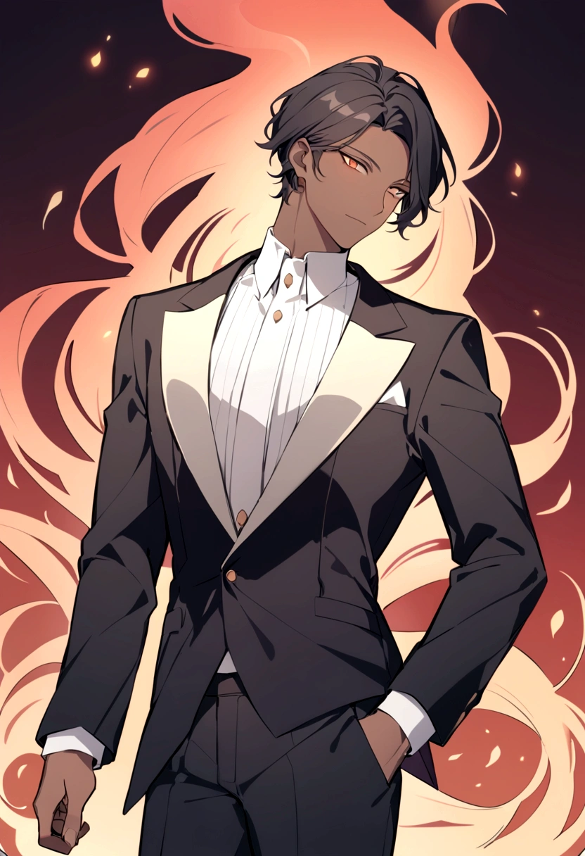 male 1,75 tall, defined body, long wavy black hair, dark skin