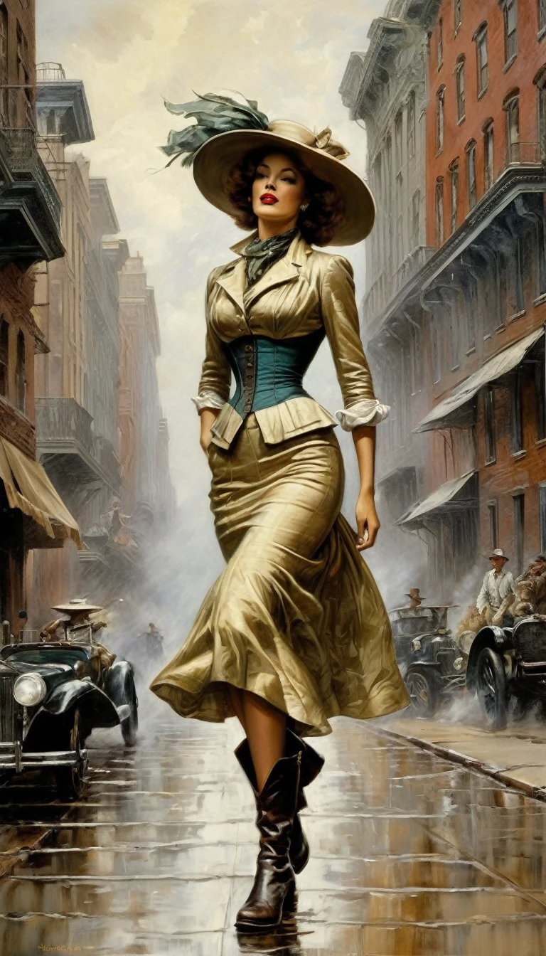 the wind keeps a-blowin' me Up and down the street With my hat in my hand And my boots on my feet Watch out so you don't step on me, by style of Austin Briggs, John T. Biggers, François Boucher