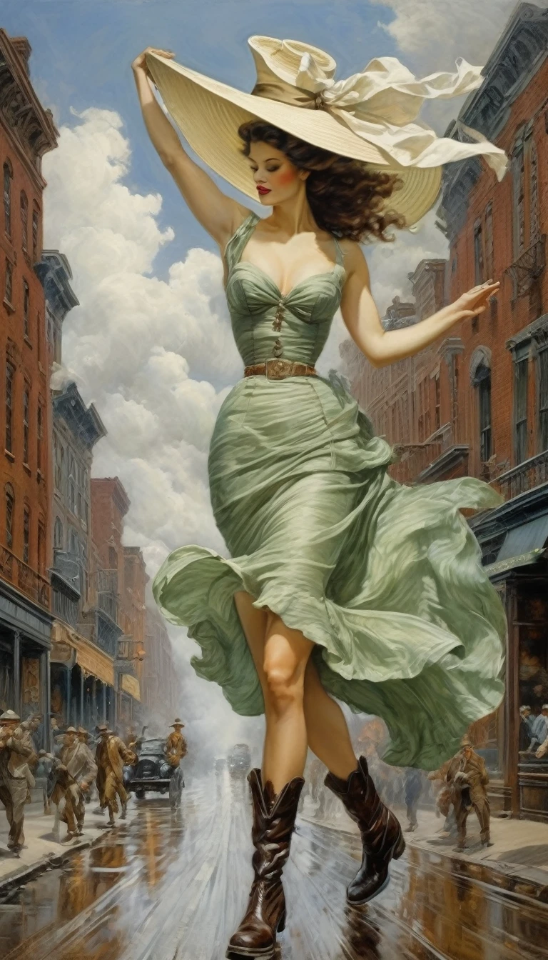 the wind keeps a-blowin' me Up and down the street With my hat in my hand And my boots on my feet Watch out so you don't step on me, by style of Austin Briggs, John T. Biggers, François Boucher