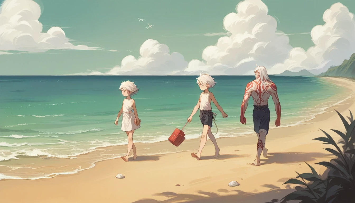 score_9, score_8_up, score_7_up, source_anime, frieren from Sousou no Frieren, in beach, walking