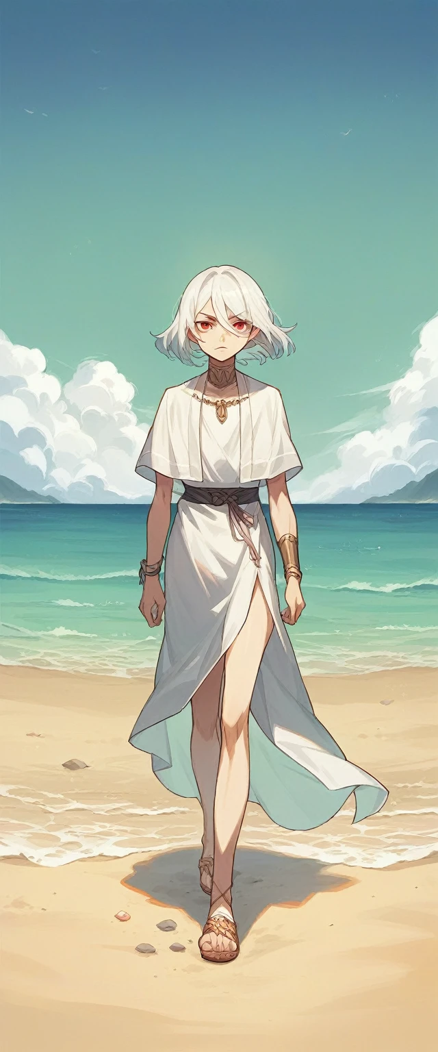 score_9, score_8_up, score_7_up, source_anime, frieren from Sousou no Frieren, in beach, walking