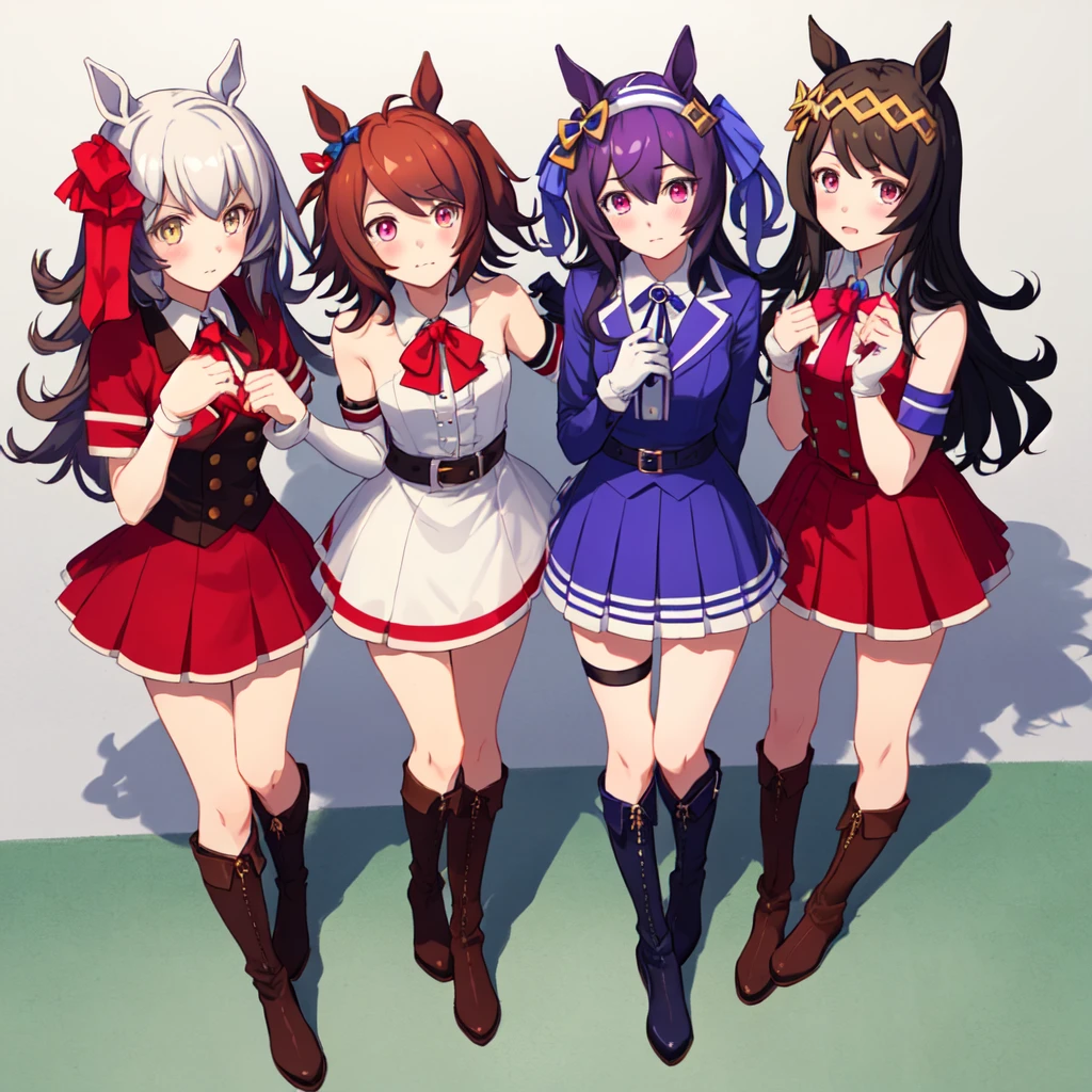 Three girls(umamusume)
over knee high boots
Long gloves