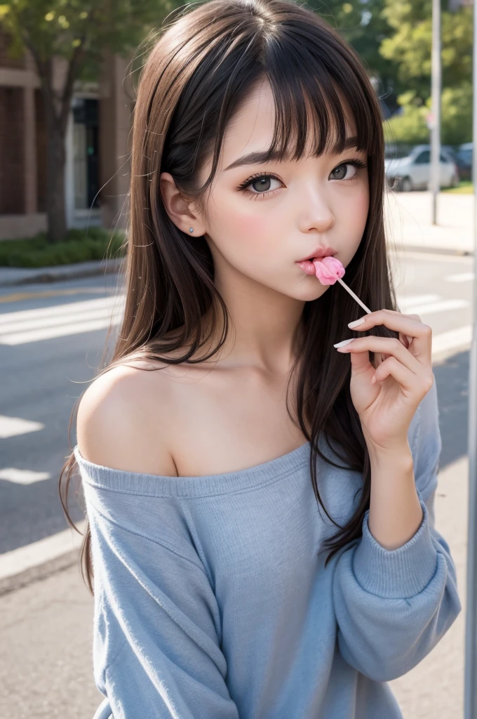 Kitten sucking lollipop