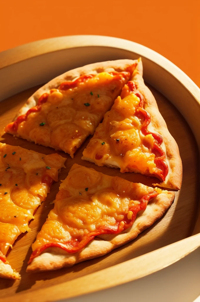 Piece of Pizza with orange cartoon background
